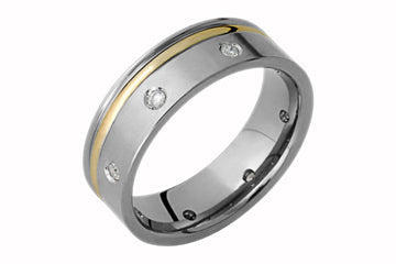 4/25 Carat Titanium and Yellow Gold Diamond Band Alain Raphael