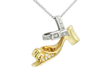 4/25 Carat Two Tone Diamond Sandal Pendant With Chain Alain Raphael