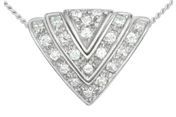 4/9 Carat White Gold 14kt Triangular Diamond Pendant with Chain Alain Raphael