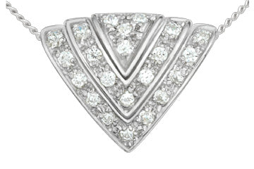 4/9 Carat White Gold 14kt Triangular Diamond Pendant with Chain Alain Raphael