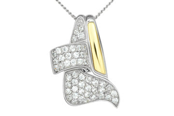 49/50 Carat Yellow and White Gold 14kt Diamond Pendant with Chain Alain Raphael