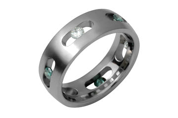 6/10 Carat Alternating White and Green Diamond Titanium Ring Alain Raphael