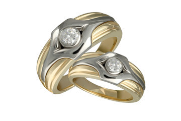 6/10 Carat Diamond Two Tone Wedding Band Set Alain Raphael