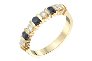 6/25 Carat Diamond & Blue Sapphire Semi-Eternity Ring Alain Raphael