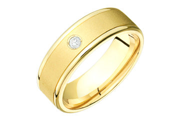 7/100 Carat Yellow Gold Sandblast Diamond Wedding Band Alain Raphael