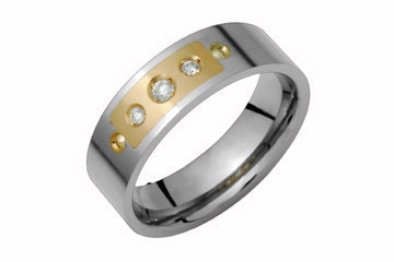 7/100 Carat Yellow Gold and Titanium Diamond Ring Alain Raphael