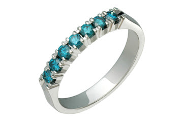 7/20 Carat 7-Stone Blue Diamond White Gold Semi-Eternity Ring Alain Raphael