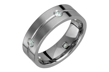 7/20 Carat Diamond Grooved Titanium Ring Alain Raphael