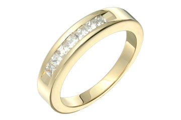 7/20 Carat Yellow Gold Semi-Eternity Princess Cut Diamond Ring Alain Raphael