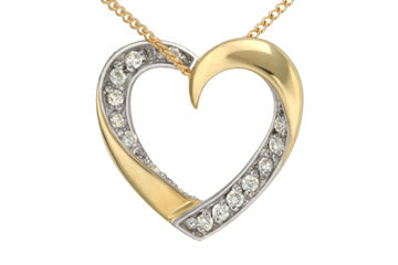 7/32 Carat Diamond 14K Two Tone Heart Pendant With Chain Alain Raphael