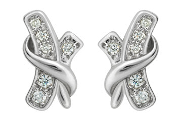 7/50 Carat Swirled 14K White Gold Diamond Earrings Alain Raphael