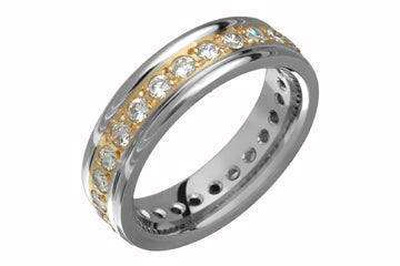 8/10 Carat Titanium and Yellow Gold Diamond Eternity Band Alain Raphael