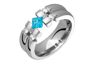 8/25 Carat Diamond & Illusion Blue Topaz Titanium Ring Alain Raphael