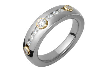 8/25 Carat Diamond Semi-Eternity Titanium and Gold Ring Alain Raphael