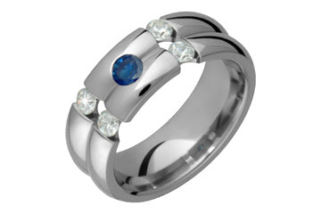 8/25 Carat Innovative Diamond & Blue Sapphire Titanium Ring Alain Raphael