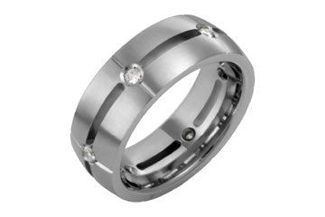 9/100 Carat Engraved Titanium Diamond Eternity Ring Alain Raphael