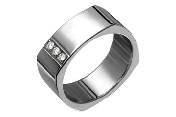 9/100 Carat Square Style Titanium Ring with Three Diamonds Alain Raphael