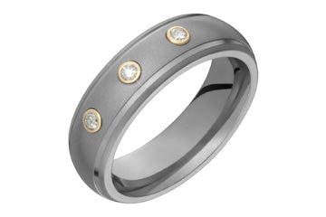 9/100 Carat Titanium and Gold Ring with Three Diamonds Alain Raphael
