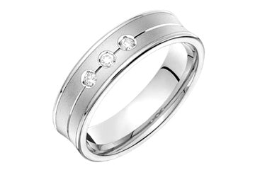9/100 Carat White Gold 14kt Engraved Diamond Concaved Wedding Band Alain Raphael
