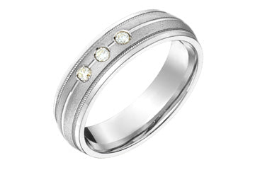 9/100 Carat White Gold 14kt Three-Stone Diamond Wedding Band Alain Raphael