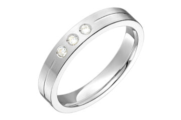 9/100 Carat White Gold Wedding Band with Three Diamonds Alain Raphael