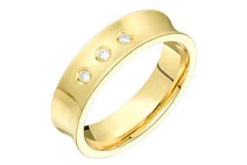 9/100 Carat Yellow Gold 14kt Diamond Concaved Wedding Band Alain Raphael