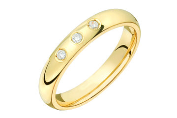 9/100 Carat Yellow Gold 14kt Domed Wedding Band with Diamonds Alain Raphael