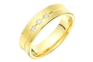 9/100 Carat Yellow Gold 14kt Engraved Diamond Concaved Wedding Band Alain Raphael