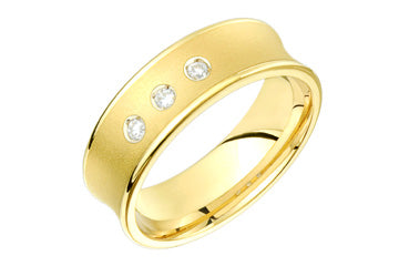 9/100 Carat Yellow Gold Concaved 14kt Diamond Wedding Band Alain Raphael