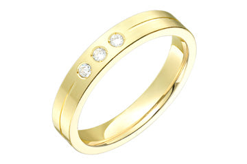 9/100 Carat Yellow Gold Wedding with Three Diamonds Alain Raphael