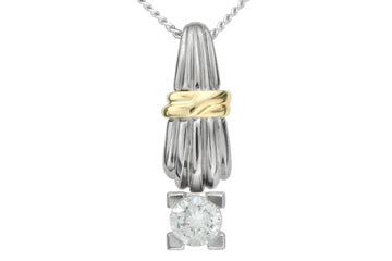 9/20 Carat Two-Tone Diamond Solitaire Pendant With Chain Alain Raphael