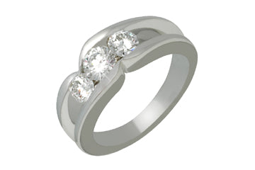 9/20 Carat White Gold 14kt Three-Stone Diamond Ring Alain Raphael