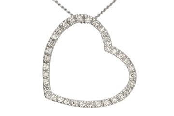 9/25 Carat White Gold 14K Heart Diamond Pendant With Chain Alain Raphael