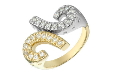 9/25 Carat Yellow & White Gold Half-Hearted Diamond Ring Alain Raphael
