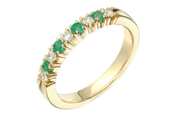 9/50 Carat Emerald & Diamond Yellow Gold Semi-Eternity Ring Alain Raphael