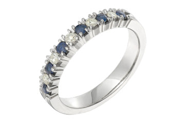 9/50 Carat Sapphire & Diamond White Gold Semi-Eternity Ring Alain Raphael