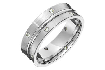 9/50 Carat White Gold Wedding Band with Scattered Diamonds Alain Raphael