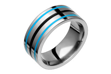 Black & Blue Inlay Titanium Ring Alain Raphael