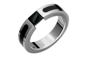 Black Inlay Tension Set Titanium Ring With Black Onyx Alain Raphael