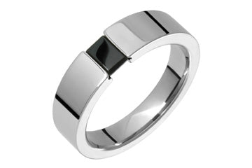 Black Octagon Onyx Tension Set Titanium Ring Alain Raphael