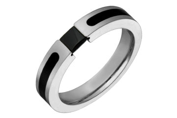 Black Onyx Tension Set Titanium Ring Alain Raphael