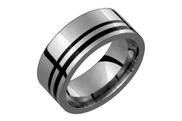 Black Resin Double Groove Titanium Ring Alain Raphael