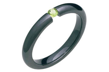 Black Tension Set Titanium Ring with Peridot Gemstone Alain Raphael