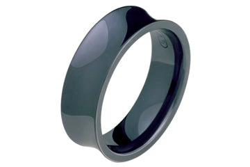Black Titanium Ring With Concaved Center Alain Raphael