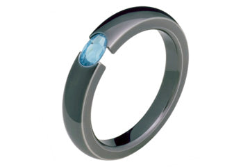 Black Titanium Tapered Tension Set Blue Topaz Ring Alain Raphael