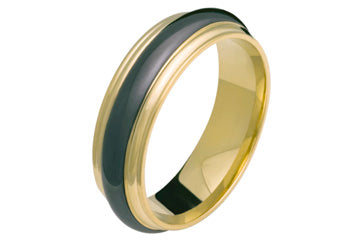 Black Titanium and 14kt Yellow Gold Band With Engraving Alain Raphael