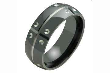 Black Titanium and Grey Titanium Grooved Matrix Ring Alain Raphael