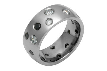 Black & White Cubic Zirconia Eternity Titanium Ring Alain Raphael