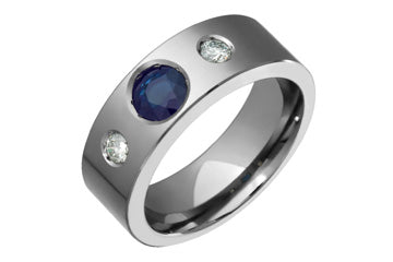 Blue Sapphire & Diamond Titanium Ring Alain Raphael