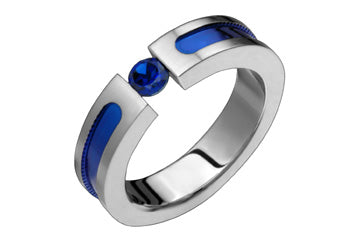 Blue Sapphire Tension Set Titanium Ring & Blue Inlay Alain Raphael